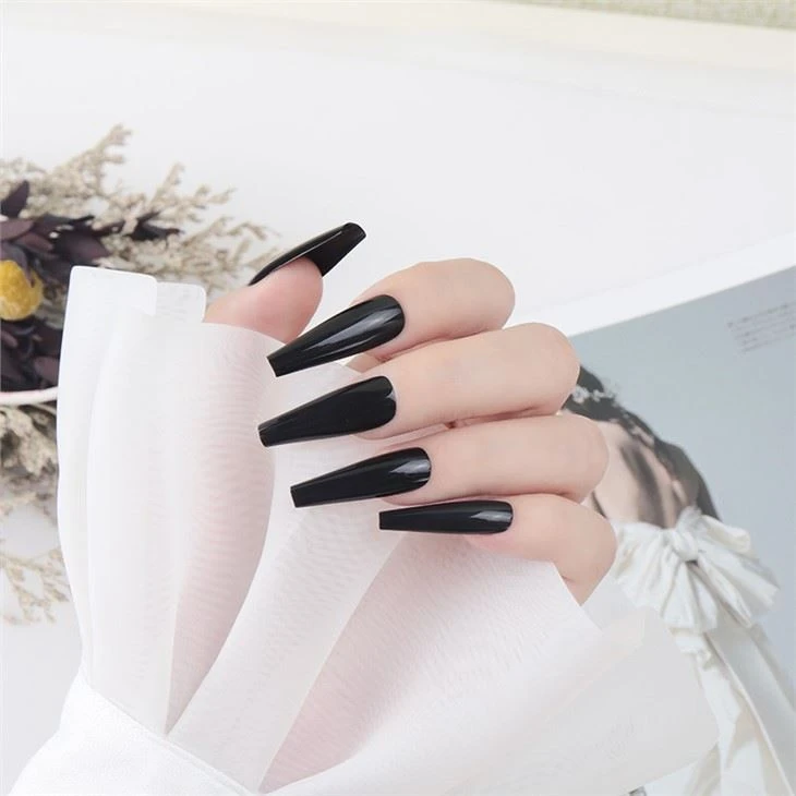 Long Coffin Glossy Fake Nails